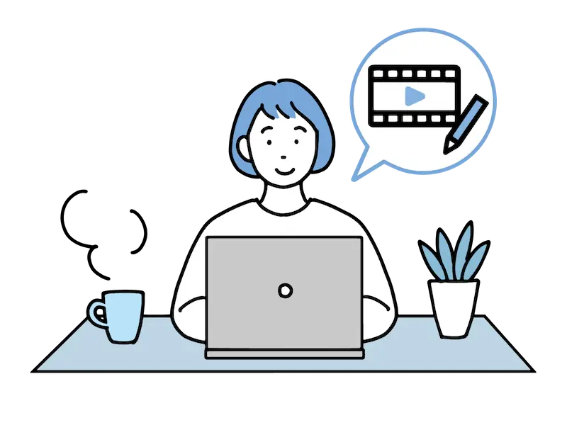 動画を見る女性